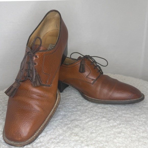 MADA Roma Shoes - Vintage Italian Leather Womans Oxford Shoes Derby Tassel Academia Equestrian 6.5